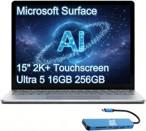 Microsoft Surface Laptop 6 AI PC for Business (15" 2K+ Touchscreen, Intel 14-Core Ultra 5 135H (> i7-1355U), 16GB DDR5 RAM, 256GB SSD) 19-Hr Long Battery Life, IR Webcam, IST HUB, Win 11 Pro, Platinum in Saudi Arabia