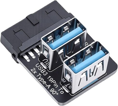 LICAEVEY USB 3.0 Front Panel Adapter, 19Pin to Dual Type A Header 90 Degree Converter with High Speed 5Gbps Transfer for Motherboard (#2) in Kuwait