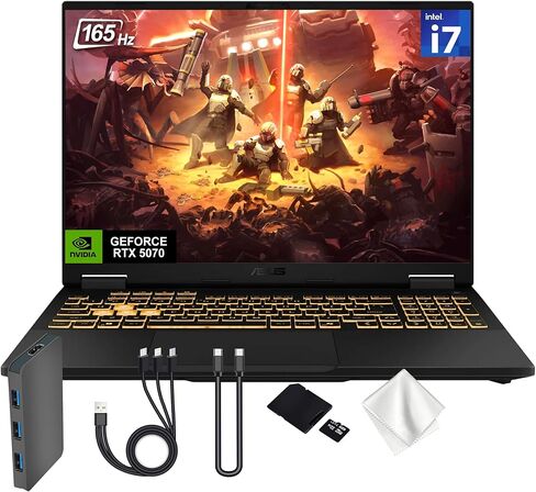 كمبيوتر محمول للألعاب ASUS TUF F16 مقاس 16 بوصة WUXGA 165 هرتز، Intel i7-14650HX، NVIDIA GeForce RTX 5070 8 جيجابايت، 16 جيجابايت DDR5، تخزين 2 تيرابايت (1 تيرابايت SSD&1 تيرابايت محطة إرساء)، لوحة مفاتيح بإضاءة خلفية، كاميرا تعمل بالأشعة تحت الحمراء، Wi- in Kuwait