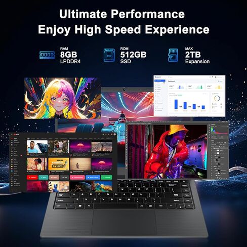 14" FHD Laptop Computer, 8GB RAM 512GB SSD, Celeron N4020 (Up to 2.8GHz), Office Suite, WiFi, BT5, HDMI, RJ45, Long Battery Life, Thin & Portable Laptops for Business, School, Home in Kuwait