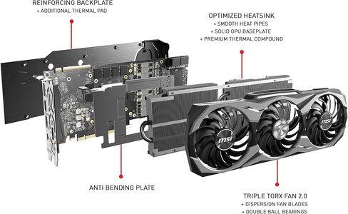 بطاقة رسومات MSI GAMING GeForce RTX 2080 8GB GDRR6 256-bit HDMI/DP/USB Ray Tracing Turing Architecture (RTX 2080 DUKE 8G OC) in Kuwait