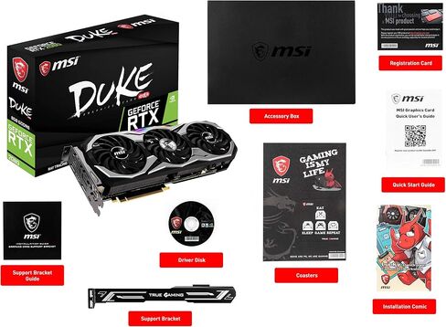 بطاقة رسومات MSI GAMING GeForce RTX 2080 8GB GDRR6 256-bit HDMI/DP/USB Ray Tracing Turing Architecture (RTX 2080 DUKE 8G OC) in Kuwait