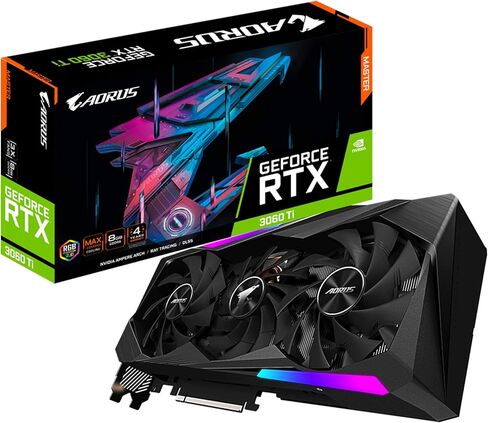 بطاقة رسومات Gigabyte AORUS GeForce RTX 3060 Ti Master 8G، تبريد مغطى بأقصى حد، 8 جيجابايت 256 بت GDDR6، بطاقة فيديو GV-N306TAORUS M-8GD (متجددة) in Kuwait