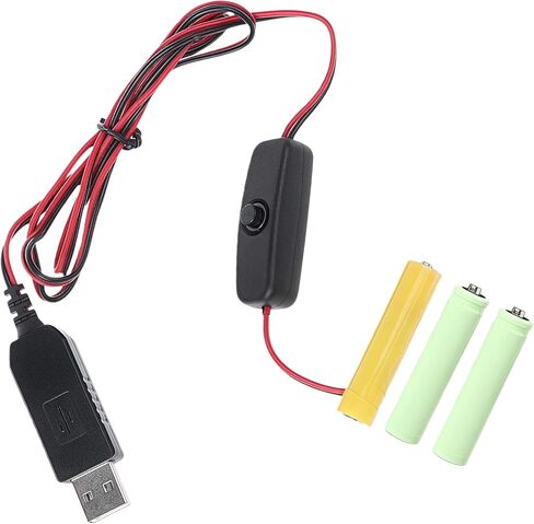 محول طاقة USB عالمي 4.5 فولت - مزيل بطارية AAA مع زر تشغيل/إيقاف، بديل لبطاريات AAA المكونة من 3 عبوات، متوافق مع مصابيح LED والمصابيح والساعات والألعاب (مدخل 5 فولت/2 أمبير) in Kuwait