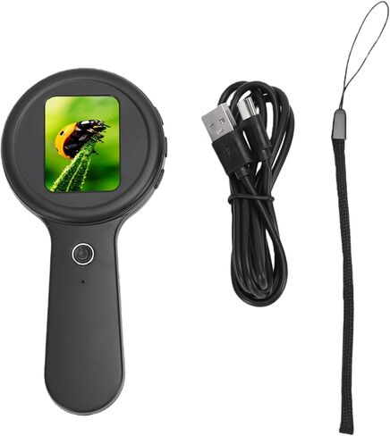 Fockety Digital Microscope, Portable Compact Handheld Microscope, Anti Shake Magnifying Glass with 200X Magnification, 2.0 Inch Screen and 16 LED Lights for Adults and Kids (Black) in Saudi Arabia