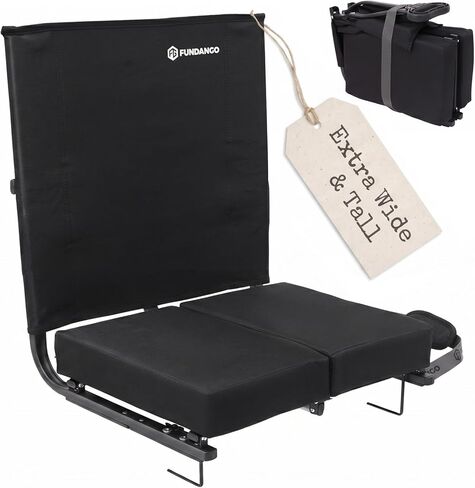 FUNDANGO Extra Wide Stadium Seats with Back Support for Adults, Padded Bleacher Chairs with Back and Cushion, Folding Bleacher Seats with Shoulder Strap for Football Baseball Sports in Kuwait