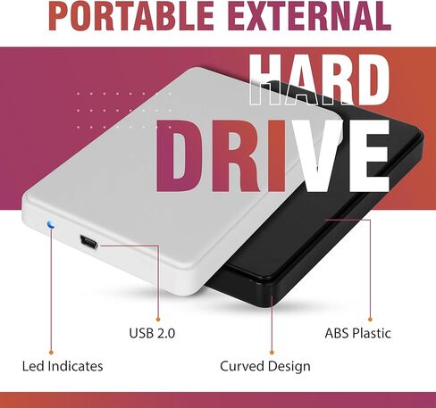 محرك أقراص ثابتة خارجي سعة 1 تيرابايت USB 2.0 للتخزين والنسخ الاحتياطي لذاكرة القرص الصلب المحمولة - قرص صلب فائق النحافة 2.5 بوصة متوافق مع أجهزة الكمبيوتر الشخصية وأجهزة ماك والكمبيوتر المحمول وسطح المكتب - أسود in Kuwait