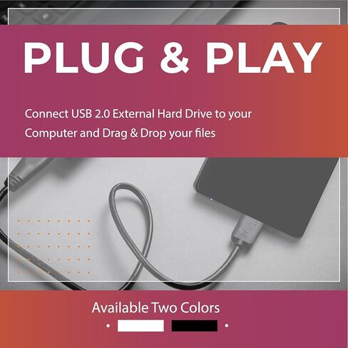 محرك أقراص ثابتة خارجي سعة 1 تيرابايت USB 2.0 للتخزين والنسخ الاحتياطي لذاكرة القرص الصلب المحمولة - قرص صلب فائق النحافة 2.5 بوصة متوافق مع أجهزة الكمبيوتر الشخصية وأجهزة ماك والكمبيوتر المحمول وسطح المكتب - أسود in Kuwait