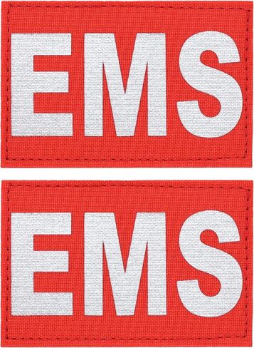 Great 1 Red Reflective EMT Patch 2-Pack, 2x3 Inch, Hook and Loop Fastener/Backing, Emergency Medical Technician, High Visibility Identification Accessory for Uniforms and Gear in Kuwait