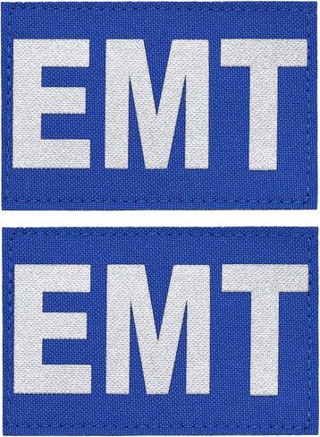 Great 1 Red Reflective EMT Patch 2-Pack, 2x3 Inch, Hook and Loop Fastener/Backing, Emergency Medical Technician, High Visibility Identification Accessory for Uniforms and Gear in Kuwait