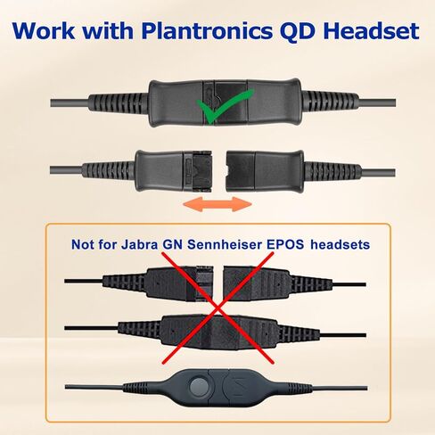 QD to USB Adapter Cable Plantronics QD Connector Compatible with Plantronics Quick Disconnect Wired Headset to USB Type A Plug Cord, Works for Computer Laptop PC Mac VoIP Softphone in Kuwait
