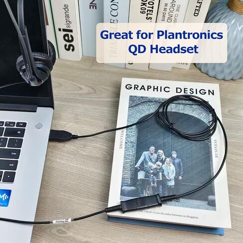 QD to USB Adapter Cable Plantronics QD Connector Compatible with Plantronics Quick Disconnect Wired Headset to USB Type A Plug Cord, Works for Computer Laptop PC Mac VoIP Softphone in Kuwait