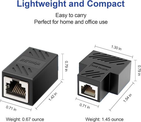 HOWAWU Ethernet Coupler 4-Pack Inline RJ45 Coupler & 2-Pack 1-to-2 Splitters Connector, Ethernet Cable Extender Compatible with Cat8/Cat7/Cat6/Cat5e/Cat5 for PC Router PS5 Xbox Female-to-Female in Kuwait
