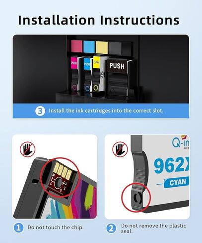 استبدال خراطيش الحبر Q-image 962XL 9015e 9018e 962 لحزمة التحرير والسرد لخراطيش الحبر HP 962XL تعمل مع OfficeJet Pro 9015e 9010 9018e 9025e 9015 9018 9012e (أسود، سماوي، أرجواني، أصفر، حزمة من 4) in Kuwait