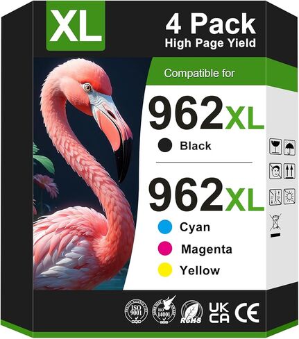 خراطيش حبر 962XL لطابعات HP المتوافقة مع مجموعة خراطيش الحبر HP 962XL تعمل مع HP OfficeJet Pro 9010 9015 9018 9020 9025 (962 حبر، أسود سماوي أرجواني أصفر) in Kuwait
