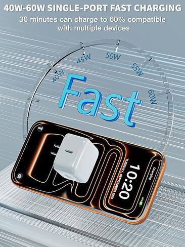 شاحن iPhone 17 بقدرة 40-60 واط قابل للطي USB C شحن سريع ومنفذ واحد محول طاقة ديناميكي Apple 40 واط مع 60 واط كحد أقصى، شاحن Apple لسلسلة iPhone 17 Pro Max/Air/16/15/14/13/12/11، iPad Pro Air Mini in Kuwait