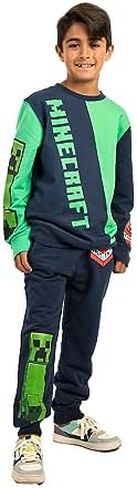 Bioworld Minecraft Block Character and Title Logo Oversized Graphic Youth Sweatshirt and Joggers 2-Piece Set in Saudi Arabia
