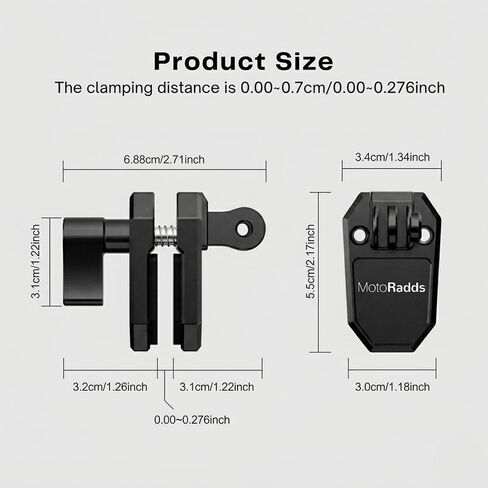 حامل الزجاج الأمامي من EdgeLock، مشبك الزجاج الأمامي للدراجات النارية لـ DJI Action 4/5 / 6، DJI Osmo Nano، GoPro Hero 13 12 11 10 9 8، Insta360 X5 X4، Ace Pro/Ace Pro 2، GO 3 / GO 3S in Kuwait