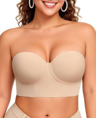 Longline Strapless Bras for Women Large Bust Full Coverage Plus Size Corset Lift Up Bra in Saudi Arabia