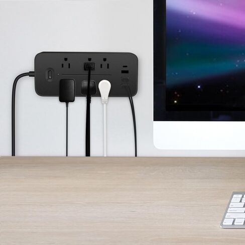 Socket Extender Surge Protector with 4 Ports (3 USB&1 Type-c), Used for Multiple Devices, Essential for Home, Office and Dormitory use，Black in Kuwait