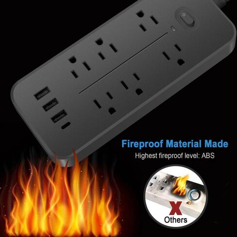 Socket Extender Surge Protector with 4 Ports (3 USB&1 Type-c), Used for Multiple Devices, Essential for Home, Office and Dormitory use，Black in Kuwait