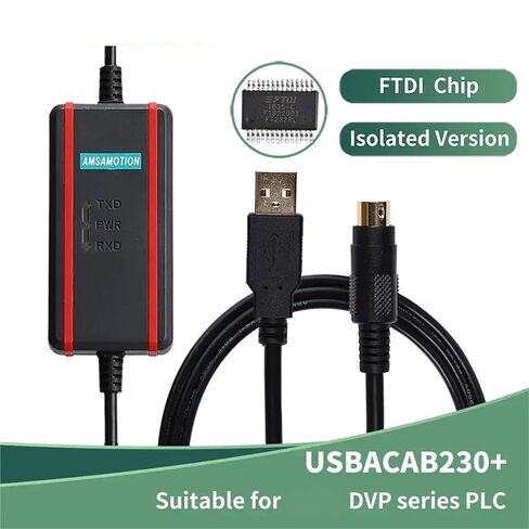 USBACAB230 كابل تنزيل برمجة الاتصالات المعزولة من الدرجة الصناعية مناسب لـ DVP جميع سلاسل PLC USB-DVP in Kuwait