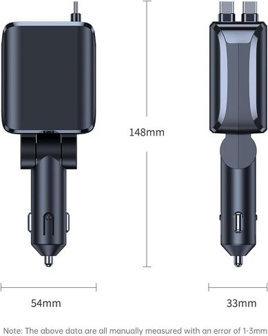 شاحن سيارة FMIIFMS 3 في 1 قابل للسحب لهاتف iPhone مع كابلات مزدوجة من النوع C، وشواحن هاتف سريعة ولاعة سجائر، هدية للرجال والنساء وإكسسوارات السيارات المتوافقة مع iPhone 17/16/15/14/13/Pro-Silver in Kuwait