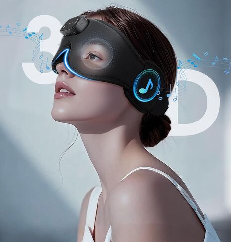 قناع النوم مع سماعات الرأس بلوتوث 5.4-3D تصميم بدون ضغط AHUIARGY سماعات نوم قابلة للتعديل 100٪ سماعات نوم تحجب الضوء مع أصوات ضوضاء بيضاء مريحة (غراب) in Kuwait