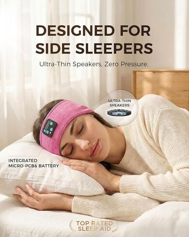 Sleep Headphones Bluetooth 5.4 Headband, Sleeping Headphones Headband with Ultra-Thin Stereo Speakers for Side Sleepers Women Men, Wireless Sleep Earphones for Workout Sports Yoga Running Travel in Kuwait