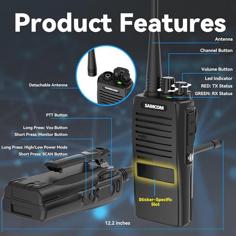 أجهزة اتصال لاسلكية SAMCOM FPCN20A مع سماعة أذن، ترقية أجهزة الراديو المحمولة UHF ثنائية الاتجاه، VOX، تشغيل الصوت، أجهزة راديو قوية ثنائية الاتجاه، 3000 مللي أمبير قابلة لإعادة الشحن لبناء الكنيسة للبالغين، قطعتان in Kuwait