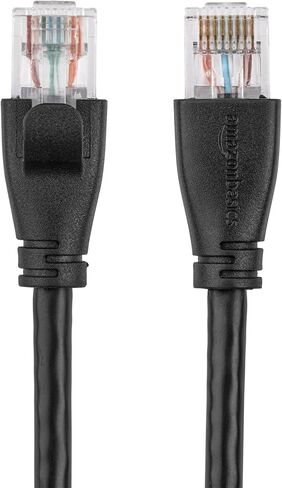 كابل إنترنت Amazon Basics RJ45 Cat-6 Ethernet Patch، 3 أقدام (0.9 م)، 200 قطعة (20 حزمة من 10)، أسود in Kuwait
