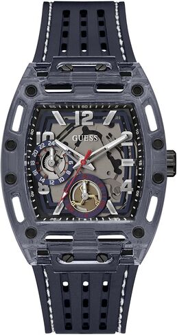 GUESS Men's 43mm Watch - Grey Strap Navy Dial Grey Case in Saudi Arabia