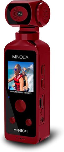 Minolta MN4KP1 4K Ultra HD Wi-Fi Enabled Pocket Camcorder, Red (Renewed) in Kuwait