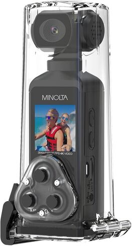 Minolta MN4KP1 4K Ultra HD Wi-Fi Enabled Pocket Camcorder, Red (Renewed) in Kuwait