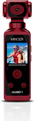 Minolta MN4KP1 4K Ultra HD Wi-Fi Enabled Pocket Camcorder, Red (Renewed) in Kuwait