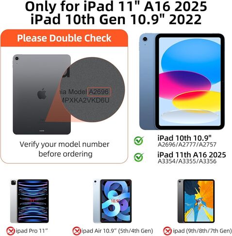 حافظة Bettdow iPad الجيل 11/10 مع لوحة مفاتيح، حافظة لوحة مفاتيح قابلة للفصل مع إضاءة خلفية 8 ألوان ولوحة لمس للجيل العاشر 10.9 بوصة، iPad 11th Generation 2025 A16، رمادي in Kuwait