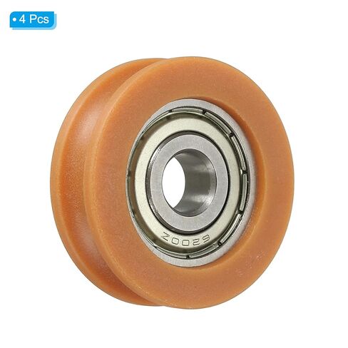 PATIKIL Nylon U Groove Bearings, 4 Pack 10x43.5x13mm U Type Groove Double Metal Roller Wheel Shielded GCr15 Chrome Steel Ball Bearings for Door Window, Yellow in Saudi Arabia