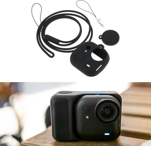 Sports Camera Silicone Protective Case with Lens Cap Compatible with Insta360 GO Ultra, Black in Kuwait