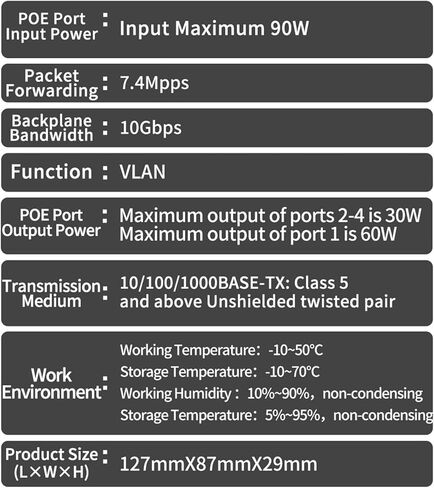 Repeater POE 5 Port Rainproof POE Extender 4 Port Repeater 100/1000Mbps Outdoor Network VLAN 44-57V in Kuwait