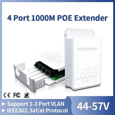 مكرر POE 4 منافذ جيجابت POE مكرر 1000 متر شبكة خارجية مقاومة للمطر POE موسع VLAN 44-57 فولت 30 وات in Kuwait