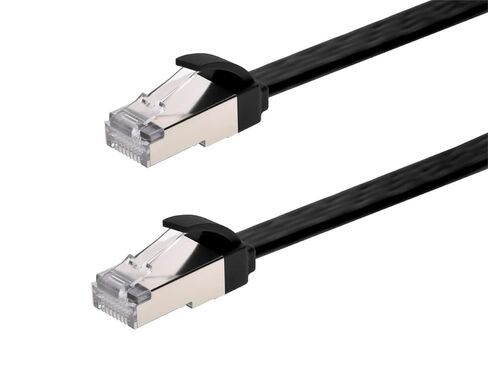 Monoprice Cat6A Ethernet Patch Cable - Slim Flat U/FTP 30AWG Molded Boot 2ft Black in Kuwait