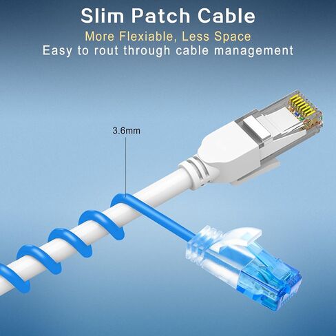2 حزمة كابل إيثرنت Cat 6a بطول 0.5 قدم، كابل توصيل عالي السرعة، كابل شبكة LAN 28AWG بسرعة 10 جيجابت في الثانية لمركز البيانات، جهاز التوجيه، المودم، المنزل والمكتب، أزرق in Kuwait