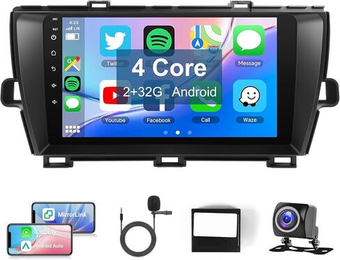 راديو سيارة Leadfan Android لسيارة Toyota Prius 2010-2015 متوافق مع JBL Apple CarPlay Android Auto، شاشة لمس 9 بوصة مع بلوتوث/GPS/WiFi/MIC/SWC/FM/MirrorLink/كاميرا احتياطية in Kuwait