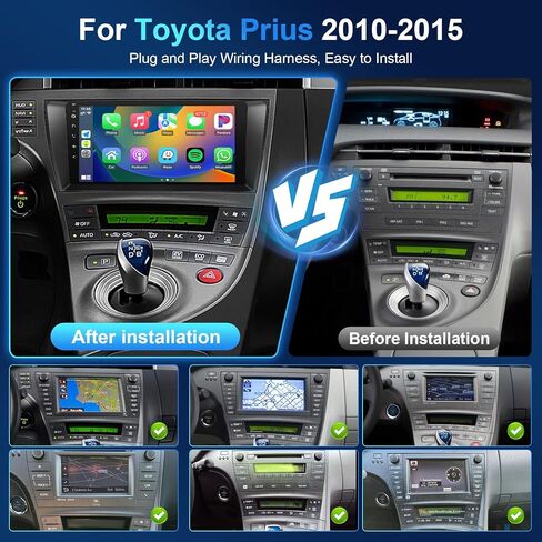 راديو سيارة Leadfan Android لسيارة Toyota Prius 2010-2015 متوافق مع JBL Apple CarPlay Android Auto، شاشة لمس 9 بوصة مع بلوتوث/GPS/WiFi/MIC/SWC/FM/MirrorLink/كاميرا احتياطية in Kuwait
