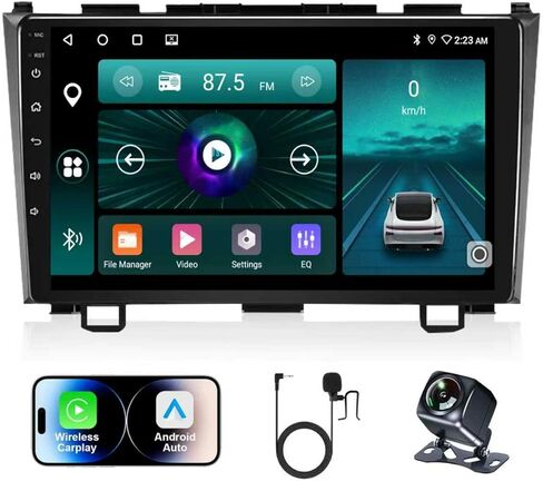 ستيريو سيارة لهوندا CRV 2007-2011، راديو أندرويد 9 بوصات مع CarPlay اللاسلكي وAndroid Auto، ملاحة GPS، بلوتوث، USB، FM/RDS، SWC، كاميرا احتياطية in Kuwait