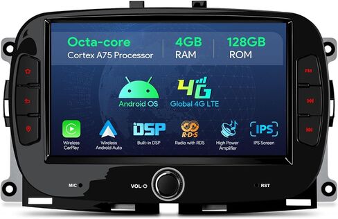 XTRONS Android Car Stereo for Fiat 500 2016-2019, 7" IPS Touchscreen Octa Core Head Unit, 4+128GB Car Radio, Wireless CarPlay & Android Auto, GPS Navigation, 4G LTE, Built-in DSP 4x48W, Bluetooth in Kuwait