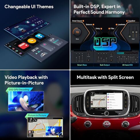 XTRONS Android Car Stereo for Fiat 500 2016-2019, 7" IPS Touchscreen Octa Core Head Unit, 4+128GB Car Radio, Wireless CarPlay & Android Auto, GPS Navigation, 4G LTE, Built-in DSP 4x48W, Bluetooth in Kuwait