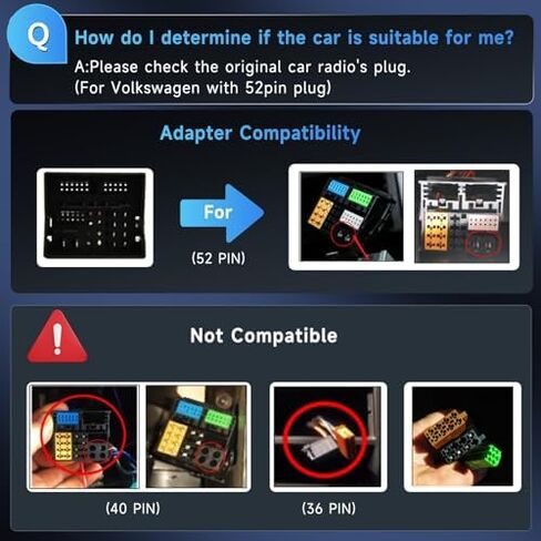 Podofo Android 15 Car Stereo Radio & 52-Pin Wiring Harness Kit for VW Passat Golf Jetta Tiguan, 9" IPS Touch Screen with Wireless CarPlay Android Auto, AHD Backup Camera, 3 Power Cables (36/40/52-Pin) in Kuwait