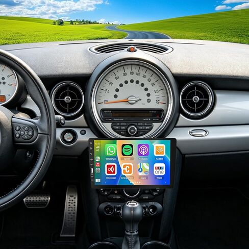 راديو سيارة بشاشة لمس واحدة Din لسيارة Mini Cooper 2002-2008 مشغل MP5 شاشة 9 بوصة مع Carplay لاسلكي Android Auto Mirror Link بلوتوث USB/SWC/FM/كاميرا احتياطية in Kuwait