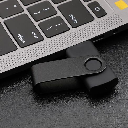 128GB USB Flash Drive with Type C Adapter and Lanyard, USB 2.0 High Speed Metal Pen Drive 360° Rotatable Storage Memory Stick for Phone/Pad/PC/Laptop - (Black 128GB) in Kuwait